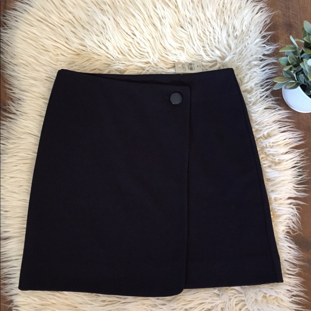 LOFT Black A-Line Wrap Skirt